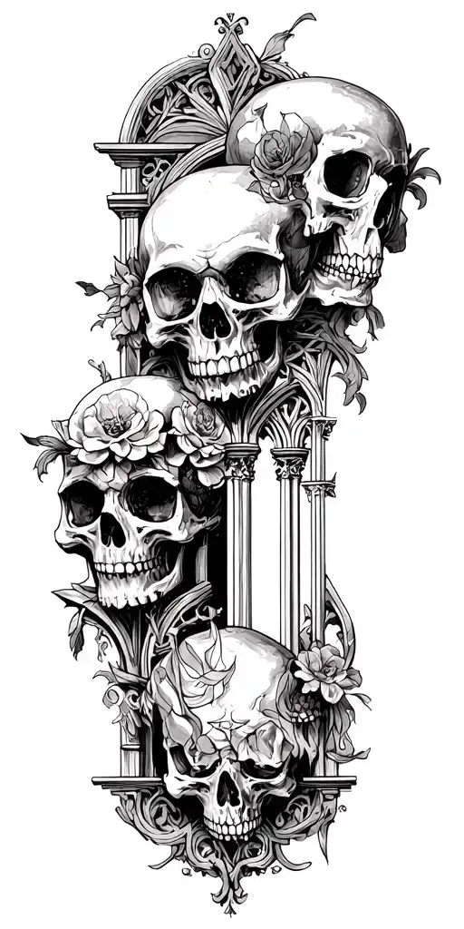 Architectural Cathedral Motifs And Skulls
