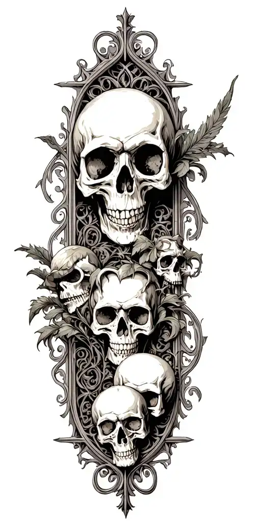 Architectural Cathedral Motifs And Skulls