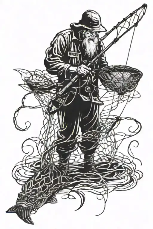 Fisherman Casting A Net