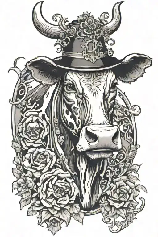 Halloween Cow Tattoo Design
