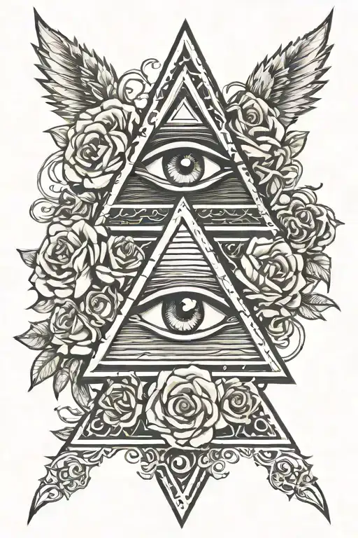 Pyramid With Eye Roses Intertwined