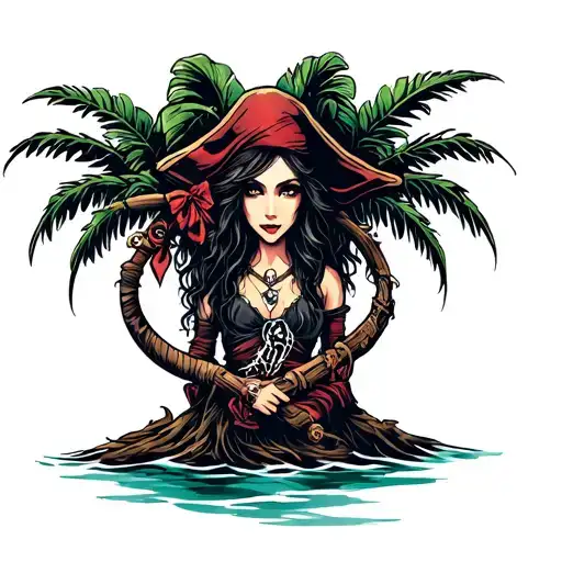 Palm Tree Pirate Girl