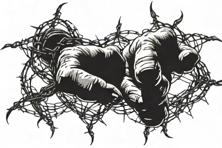Fist Facing Barbed Wire