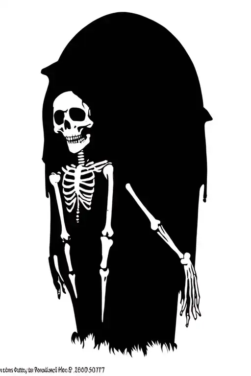 Hooded Skeleton Standing In Graveyard
