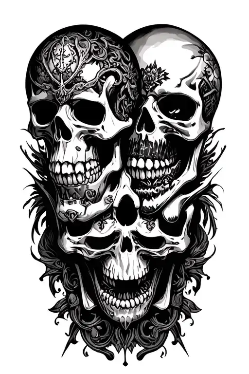 Multiple Skulls Black Inc