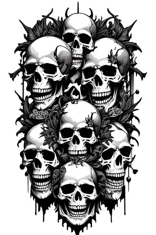 Multiple Skulls Black Inc