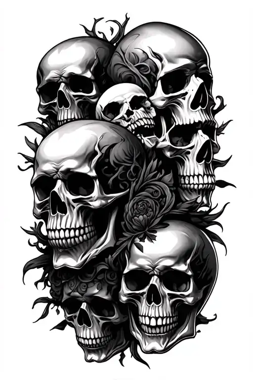 Multiple Skulls Black Inc