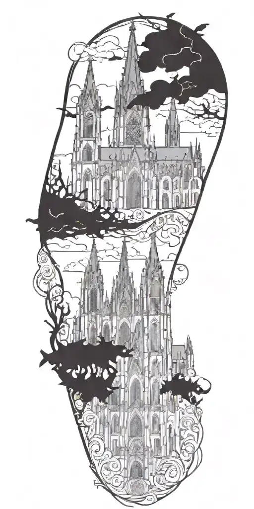 Cologne Cathedral Surrounded By Dark