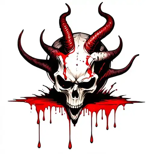 Skull Of A Tazmainian Devil With Blood Dripping