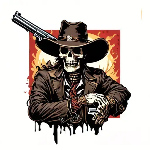 Skeleton Cowboy With Gun