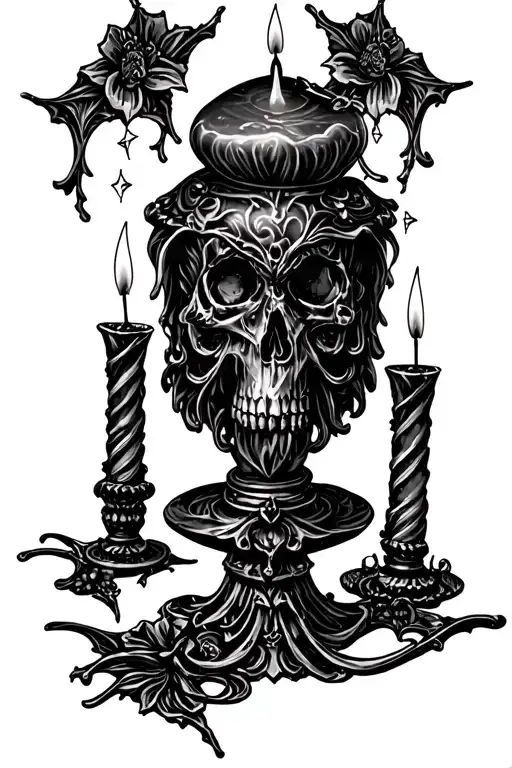 Gothic Candles With Sparkles Black Grey