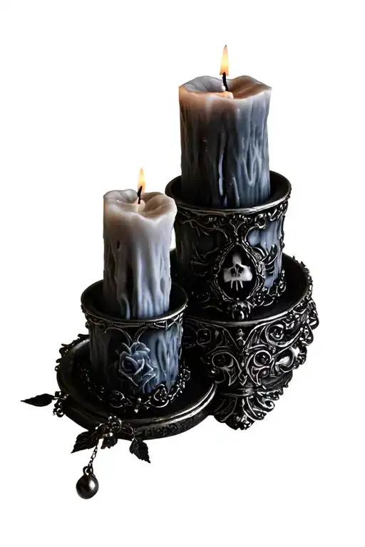 Gothic Candles With Sparkles Black Grey
