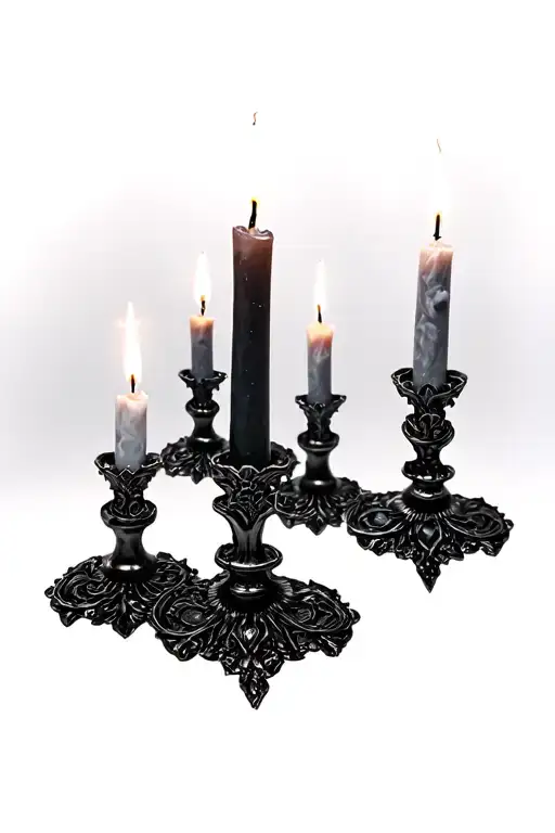 Gothic Candles With Sparkles Black Grey