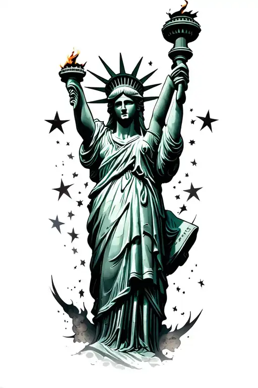 Statue Of Liberty Torch With Stars