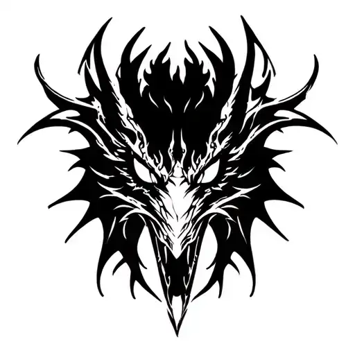 Black And Whirte Dragon Face Front