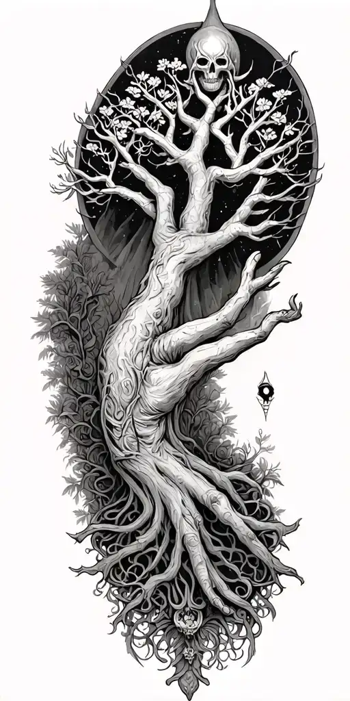 Tree Of Life Reaching To Heaven And Hell