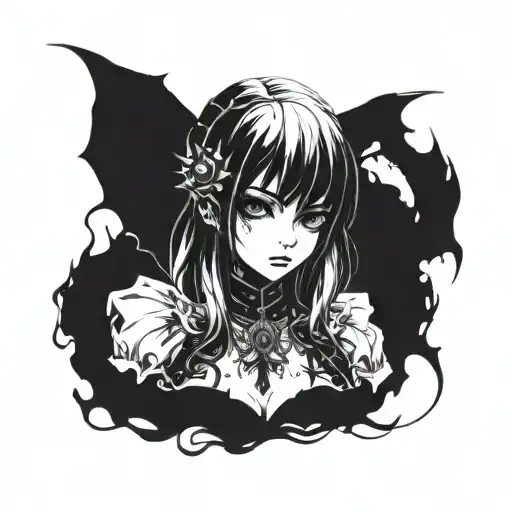 Black And White Anime Girl Gore Horror Gothic Style