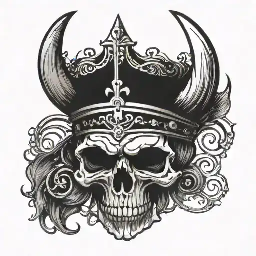 Viking Skull Wearing A Crown