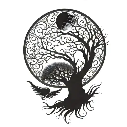Tree Of Life And Sun And Moon