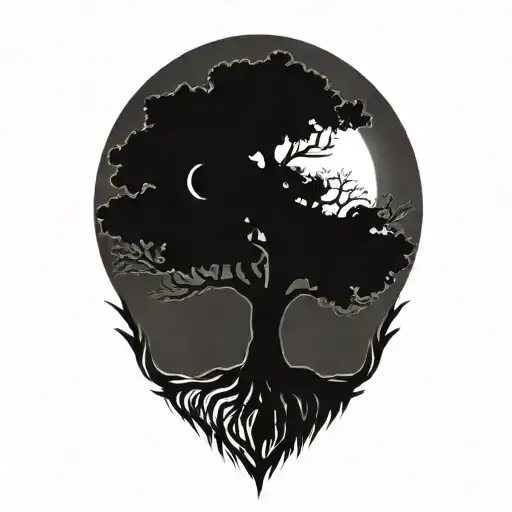 Tree Of Life And Sun And Moon