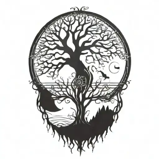 Tree Of Life And Sun And Moon