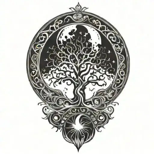 Tree Of Life And Sun And Moon
