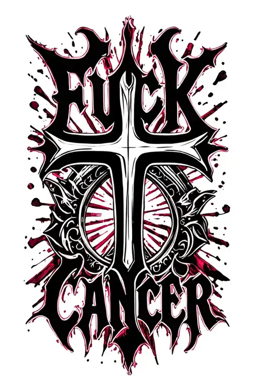 Fuck Cancer Words Written With Cross
