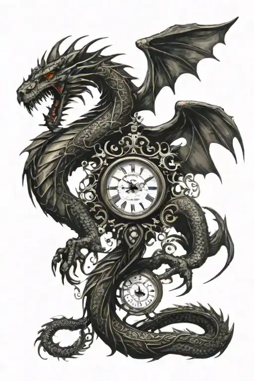 A Long Dragon And A Clock
