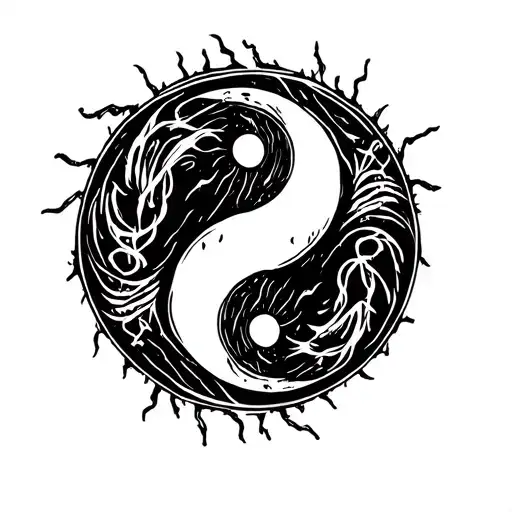 Ying Yang Round Logo Intertwined
