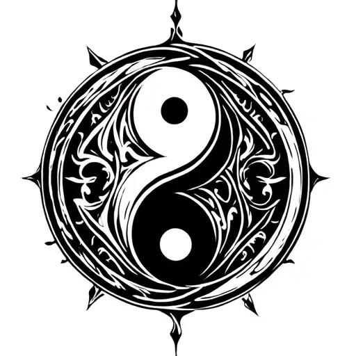 Ying Yang Round Logo Intertwined