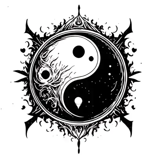 Space Ying Yang Round Logo Incorporated Within