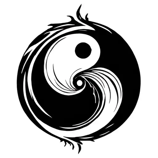 Space Ying Yang Round Logo Incorporated Within