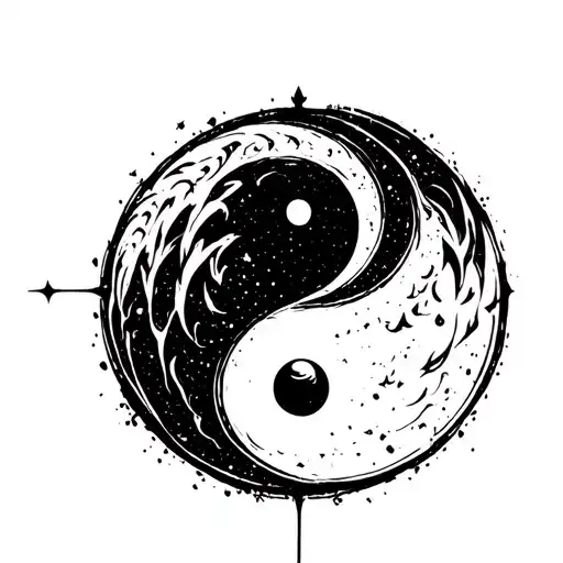 Space Ying Yang Round Logo Incorporated Within