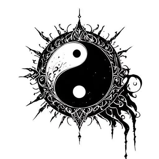 Space Ying Yang Round Logo Incorporated Within