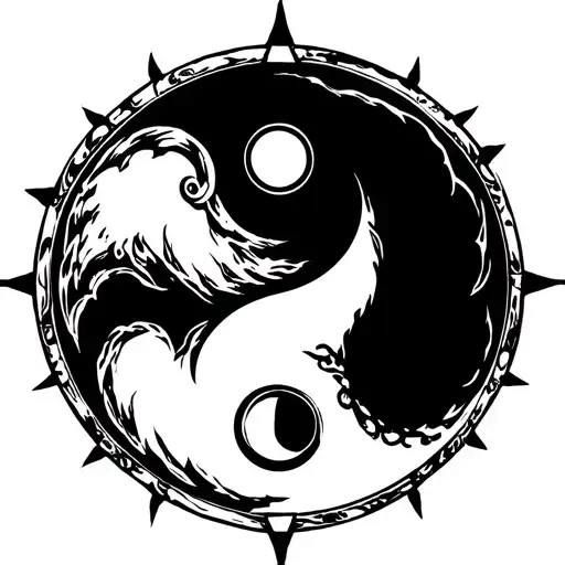 Space Ying Yang Round Logo Incorporated Within