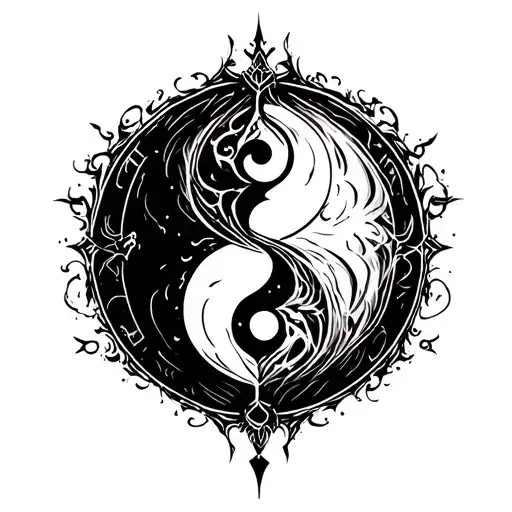 Space Ying Yang Round Logo Incorporated Within