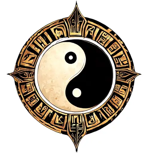 Egyptian Space Ying Yang Round Logo Incorporated Within
