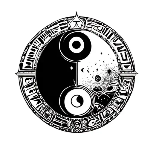 Egyptian Space Ying Yang Round Logo Incorporated Within