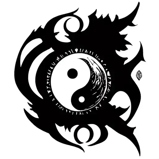 Egyptian Space Ying Yang Round Logo Incorporated Within