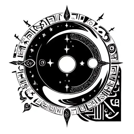 Egyptian Space Ying Yang Round Logo Incorporated Within