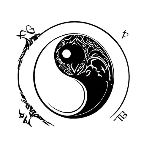 Egyptian Space Ying Yang Round Logo Incorporated Within