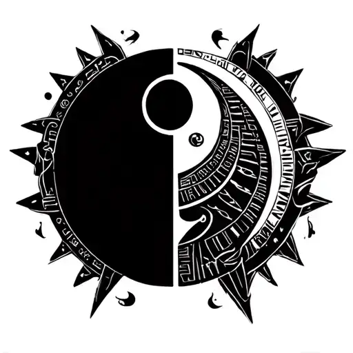 Egyptian Space Ying Yang Round Logo Incorporated Within