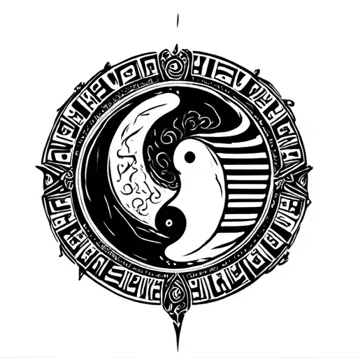 Egyptian Ying Yang Round Logo Incorporated Within