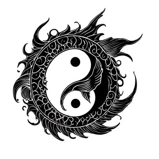 Ying Yang Fish Round Logo Incorporated