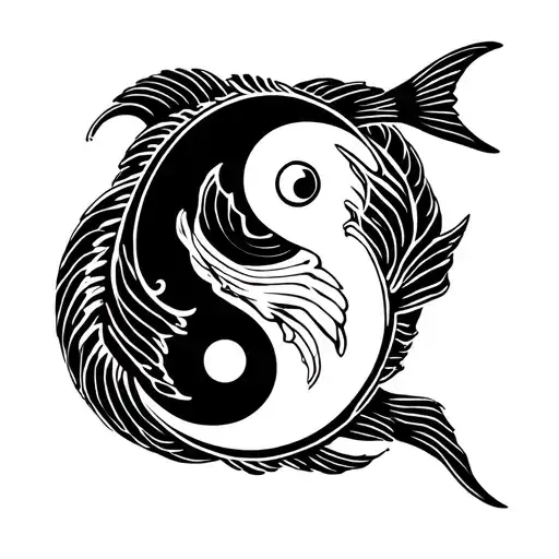 Ying Yang Fish Round Logo Incorporated