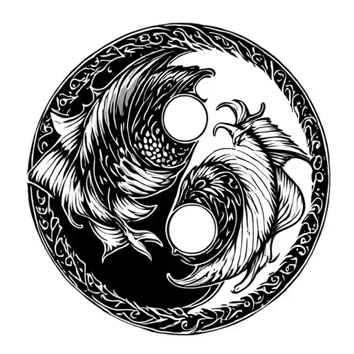Ying Yang Fish Round Logo Incorporated