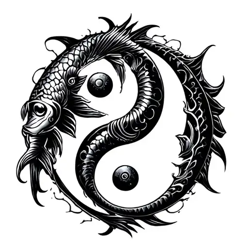 Ying Yang Fish Round Logo Incorporated