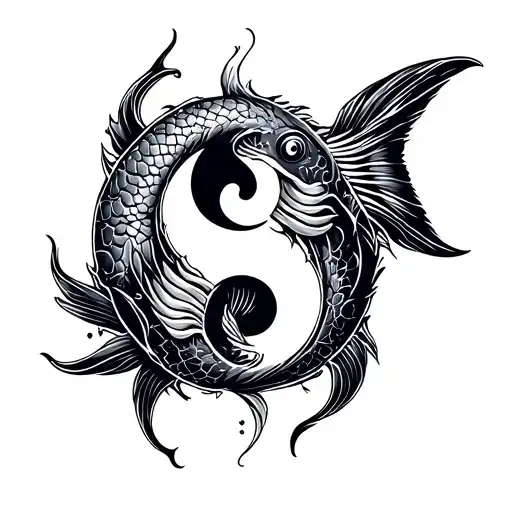 Ying Yang Fish Round Logo Incorporated