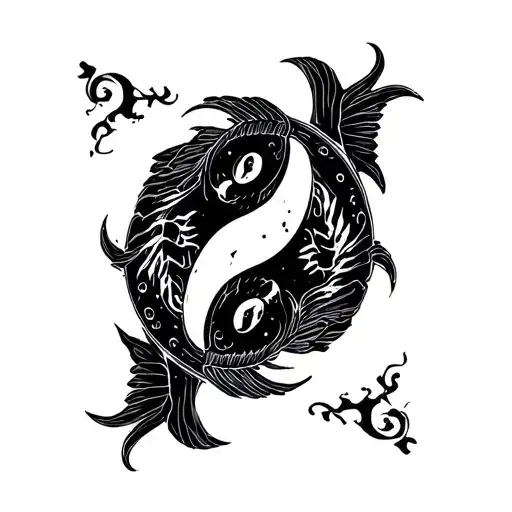 Ying Yang Fish Round Logo Incorporated