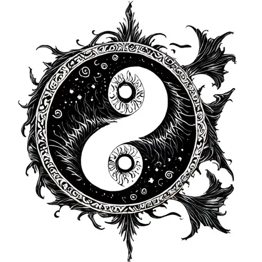 Pisces Round Ying Yang Symbol